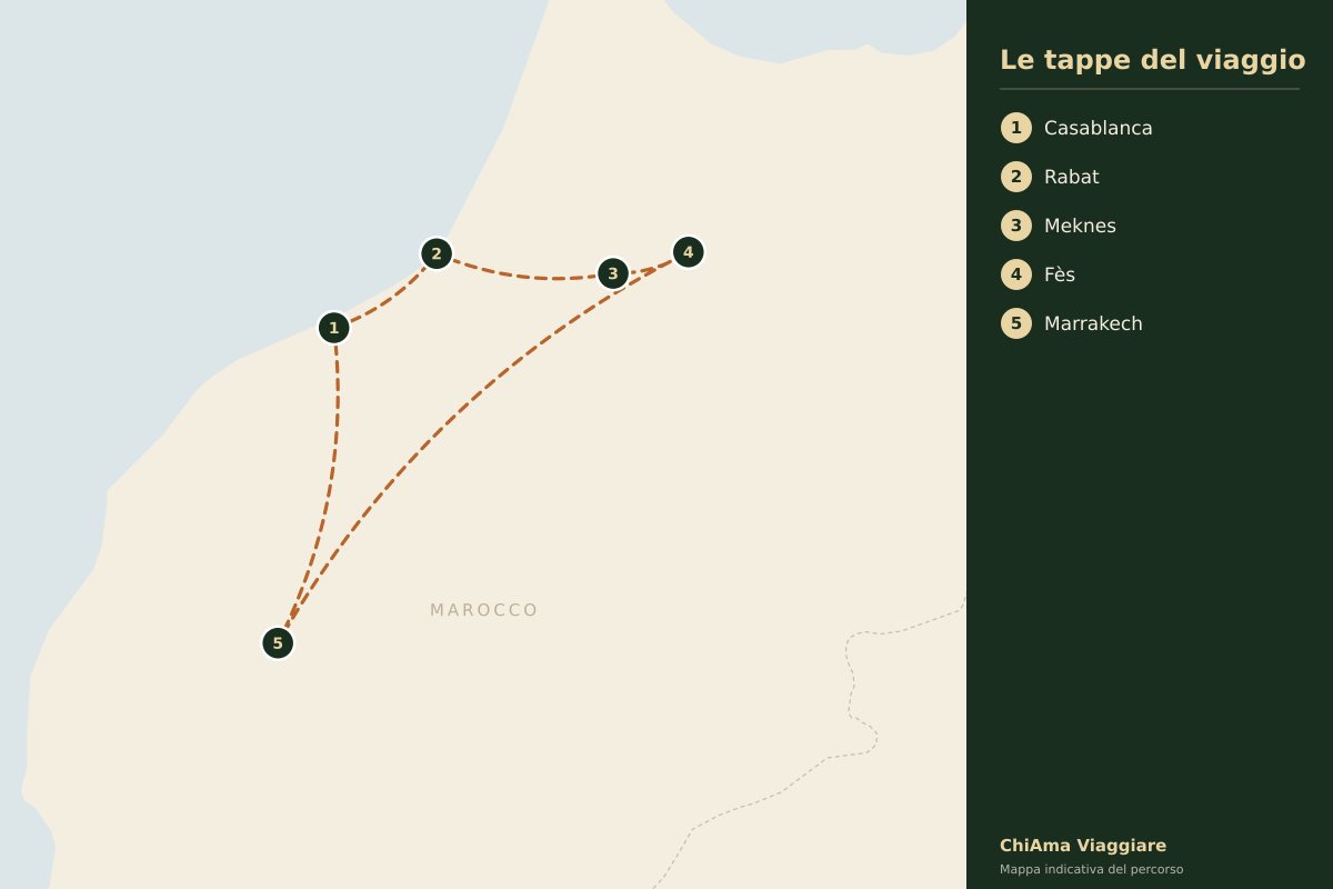 Mappa dell'itinerario Città imperiali con hotel 4 stelle